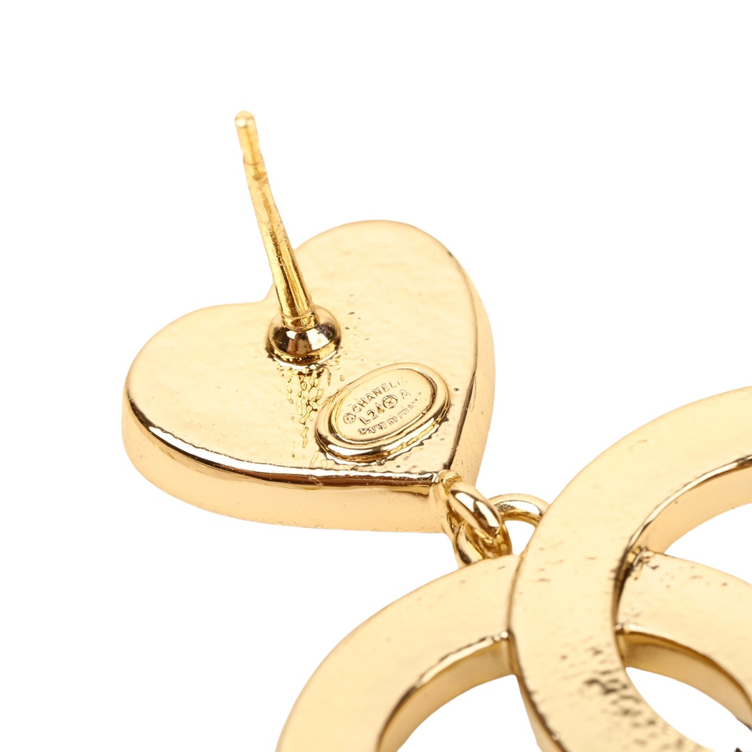 CCE746  24A Enamel Heart double CC earrings - ccjewelryacc