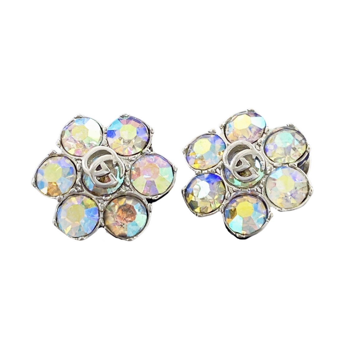 GGE129 GG Colorful diamond flower stud earring - ccjewelryacc