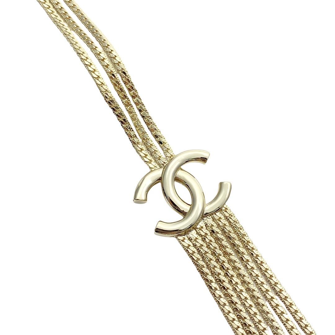 CCN561 Metal multilayer snake chain with  CC logo necklace - ccjewelryacc