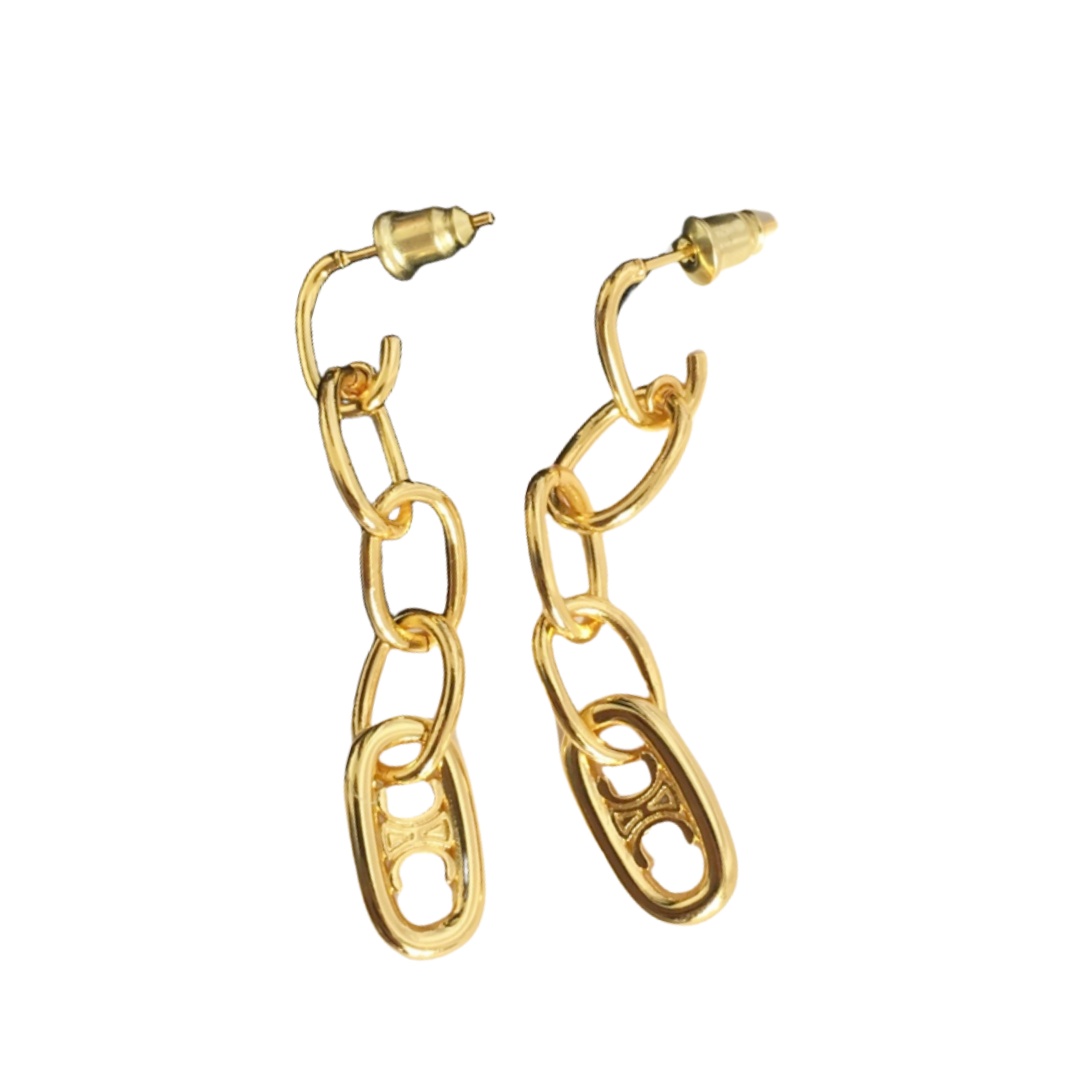 CLE072 Act de Triomphe Link chain drop earring in metal - ccfashionjewelry