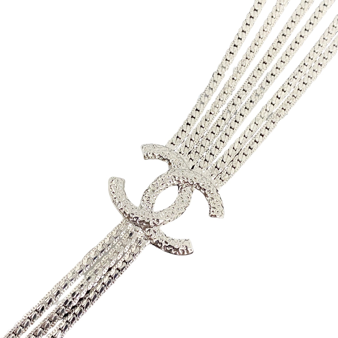CCN561 Metal multilayer snake chain with  CC logo necklace - ccjewelryacc