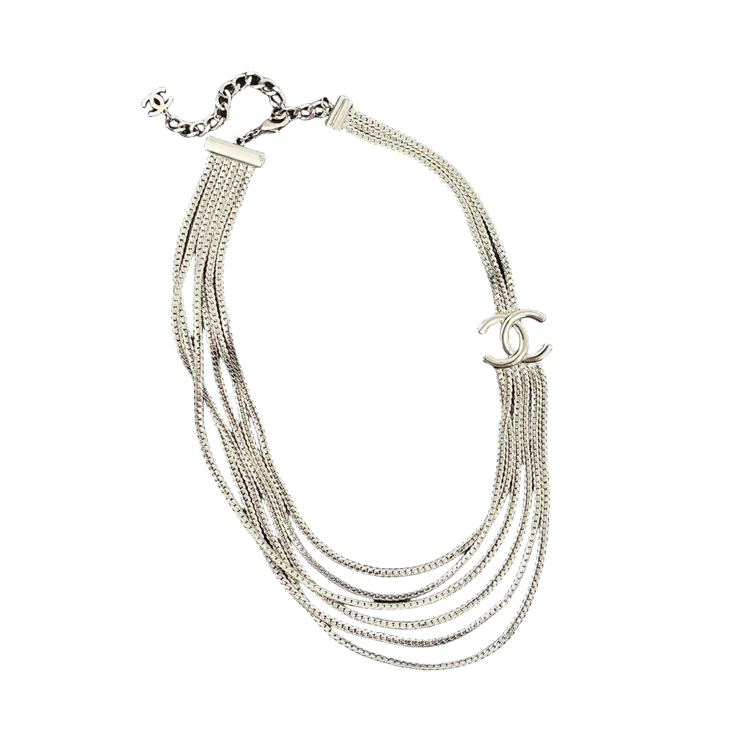 CCN561 Metal multilayer snake chain with  CC logo necklace - ccjewelryacc