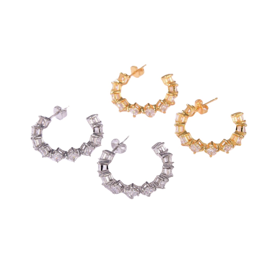 CLE074 Ciline Act de Triomphe Star hook earring in metal and zircon - ccjewelryacc