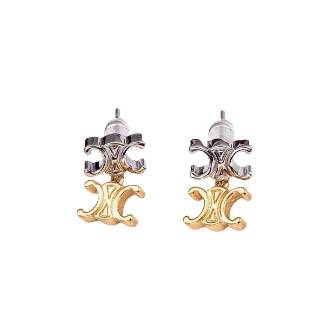 CLE069 Act de Triomphe logo stud earring 2 motif - ccjewelryacc