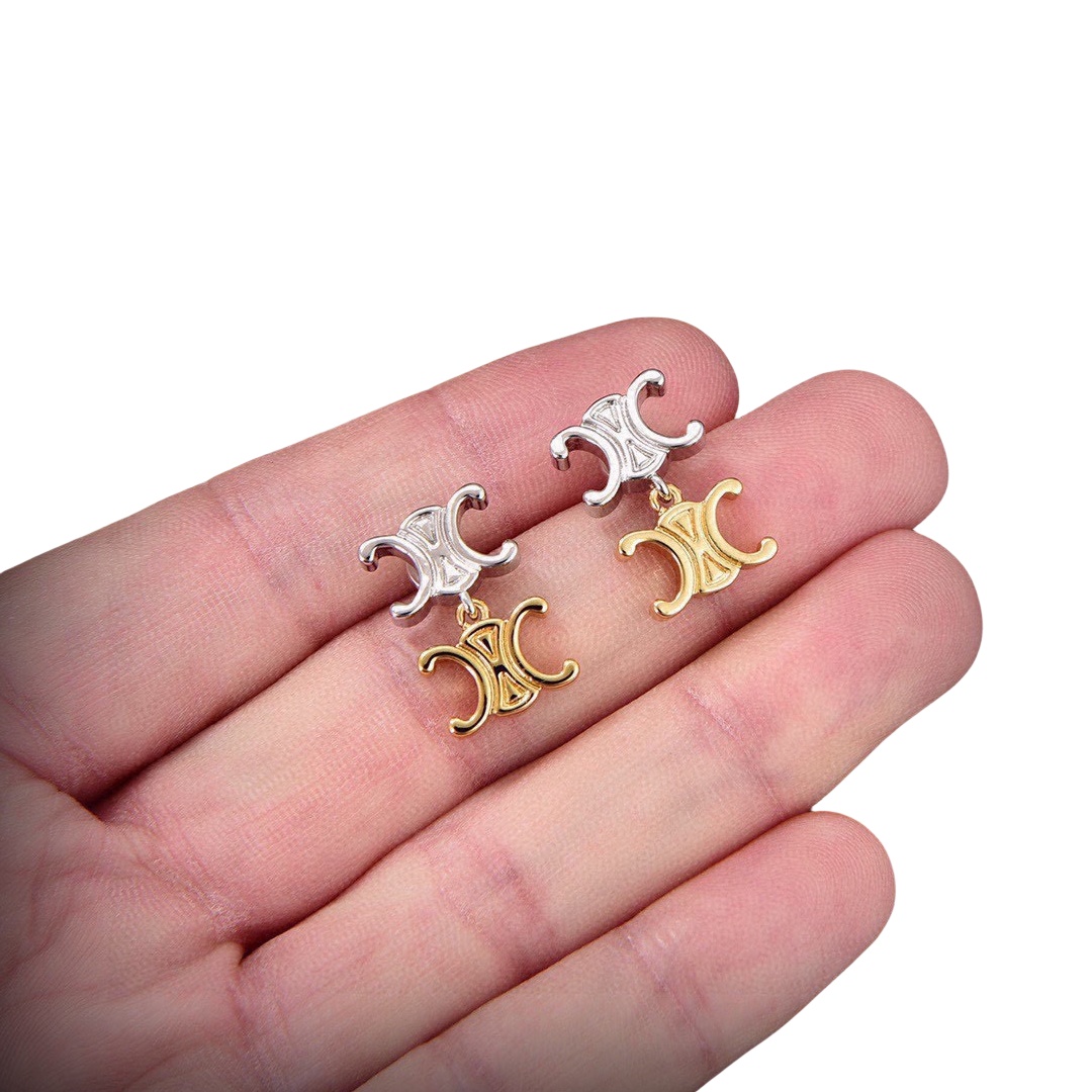 CLE069 Act de Triomphe logo stud earring 2 motif - ccjewelryacc