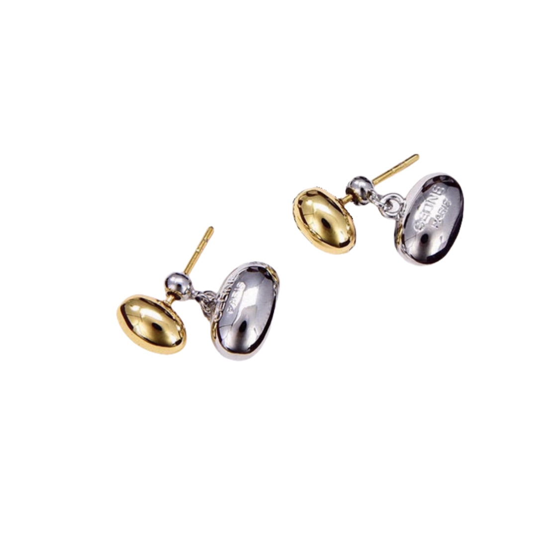 CLE062 Act de Triomphe Drop earring in metal with gold and silver double color finish - ccjewelryacc