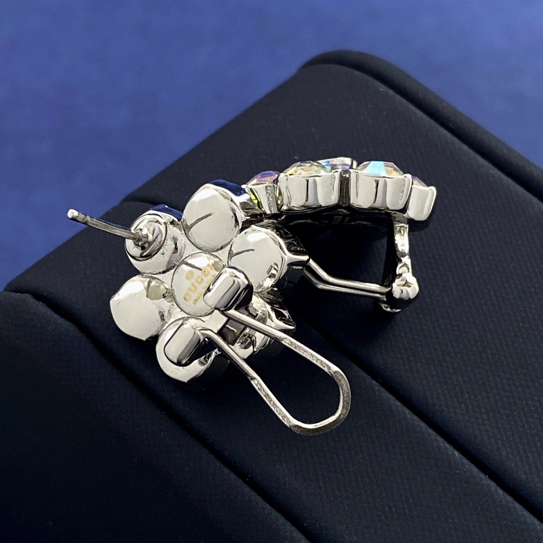 GGE129 GG Colorful diamond flower stud earring - ccjewelryacc