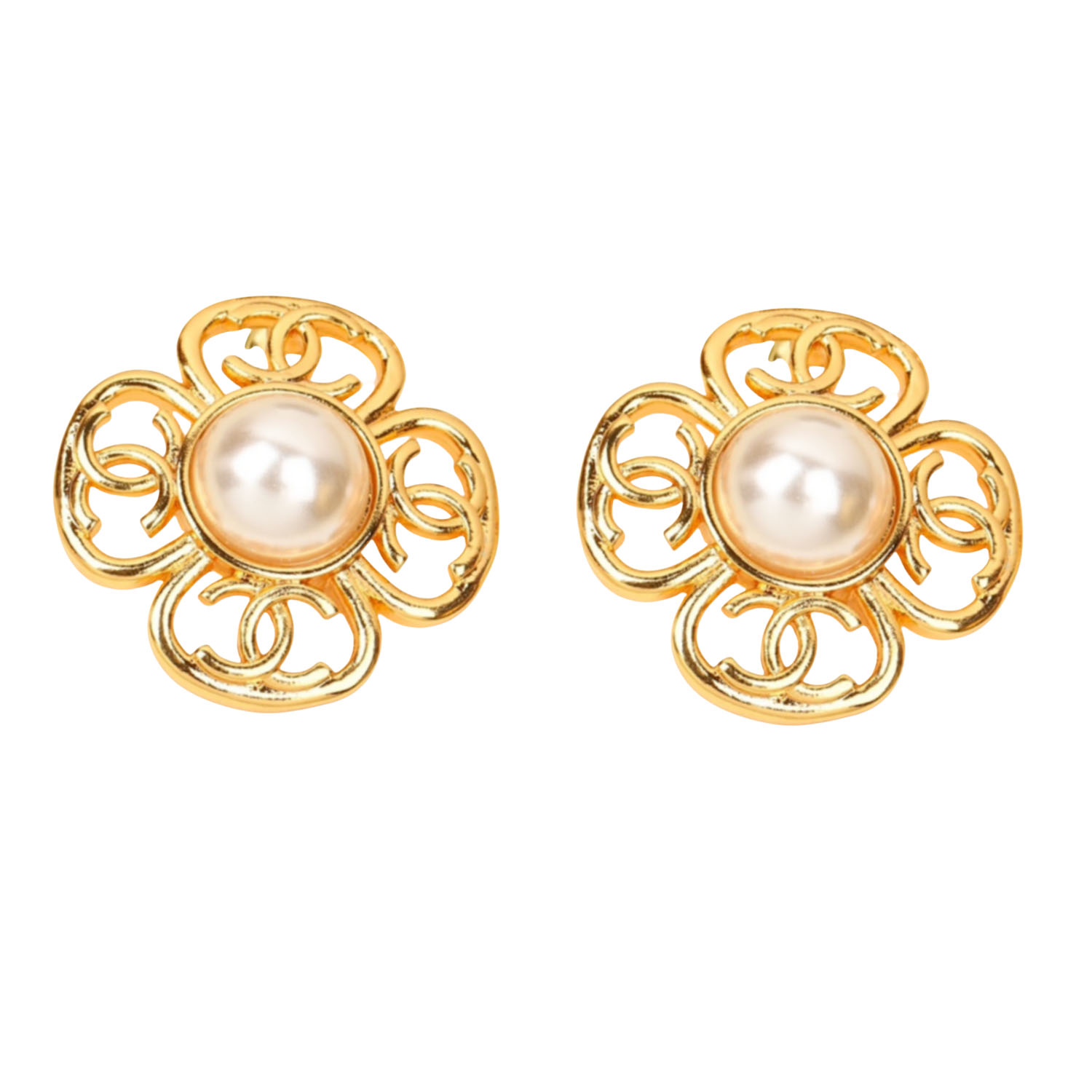 CCE888 Vintage clover flower cc logo stud earring - ccjewelryacc