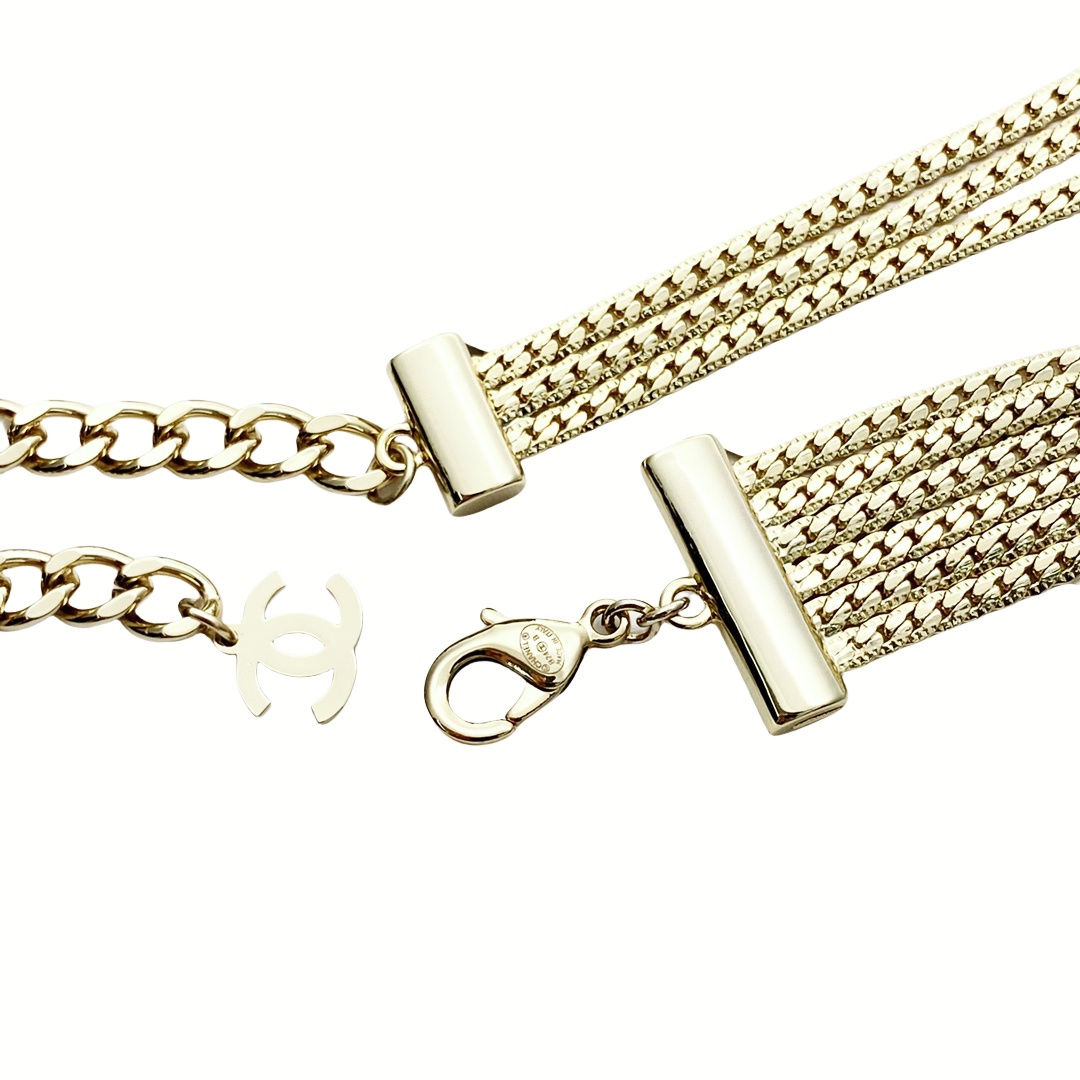 CCN561 Metal multilayer snake chain with  CC logo necklace - ccjewelryacc