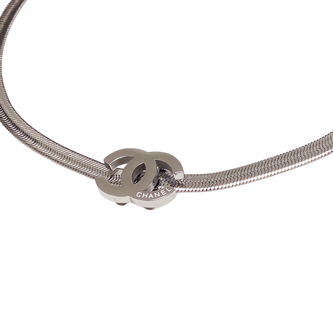 CCN207 cc logo snake chain Choker Necklace - ccjewelryacc