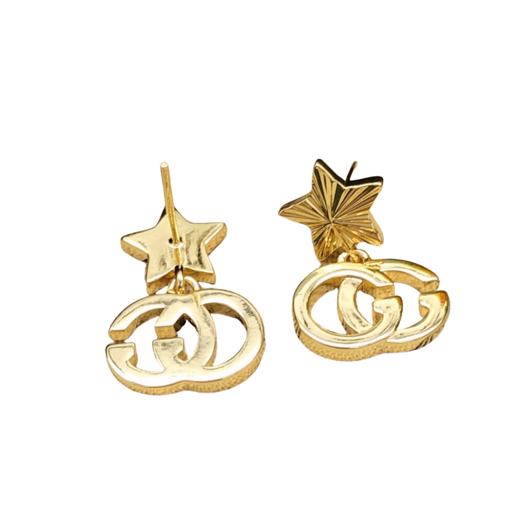 GGE088 Star GG logo drop earring in metal - ccjewelryacc