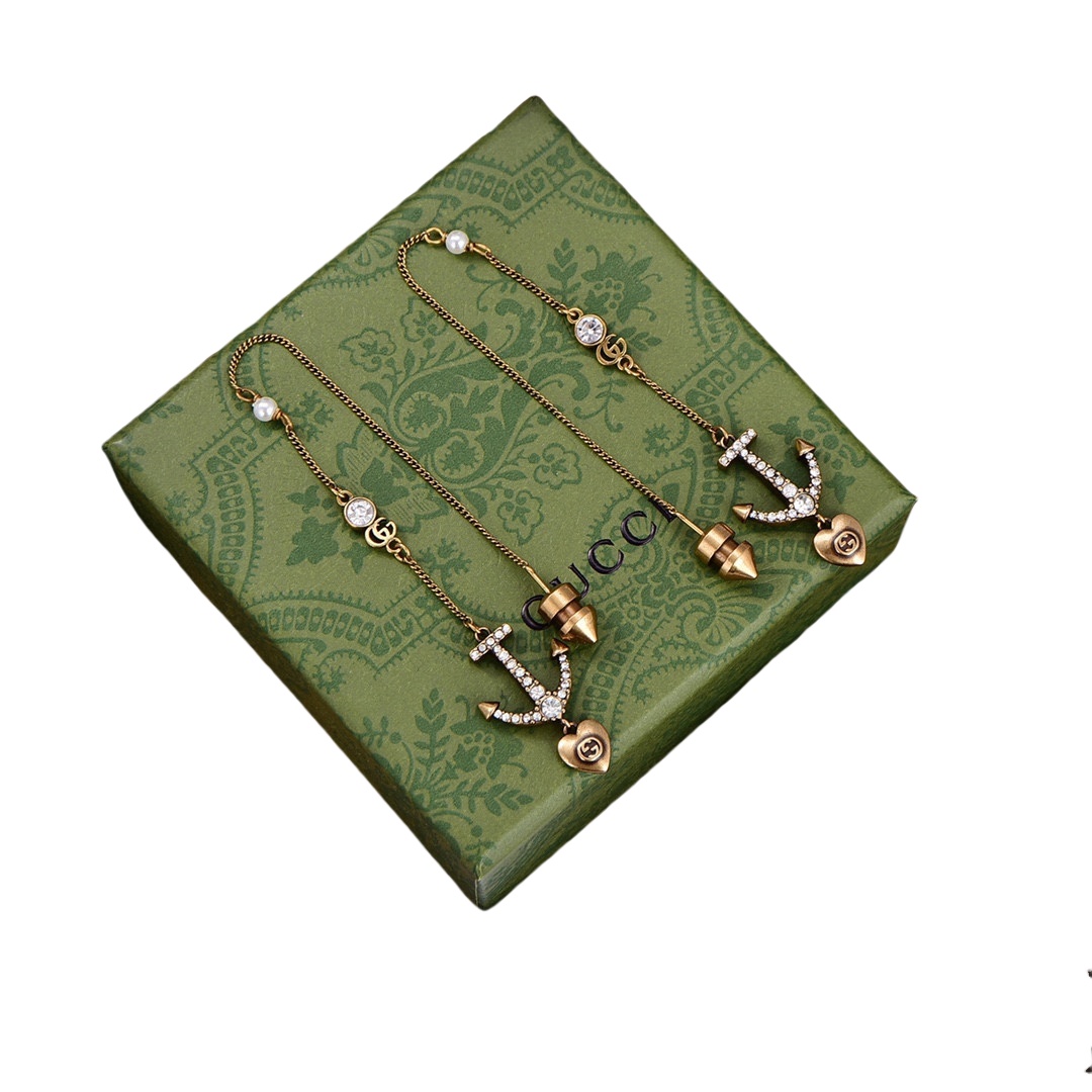 GGE010 GG Anchor pendant earrings - ccjewelryacc