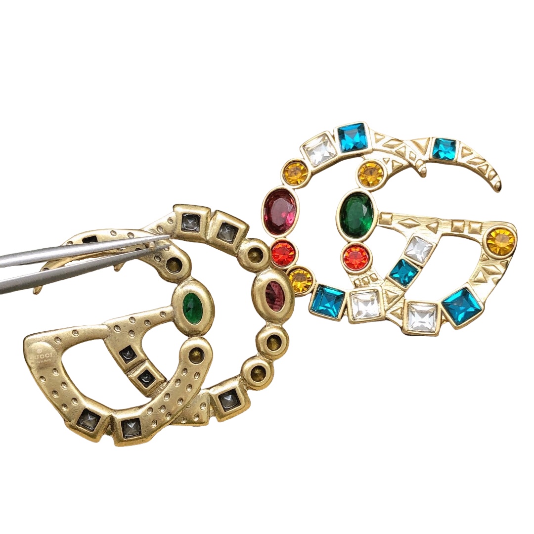 GGE012 Colorful diamond GG logo earring - ccjewelryacc