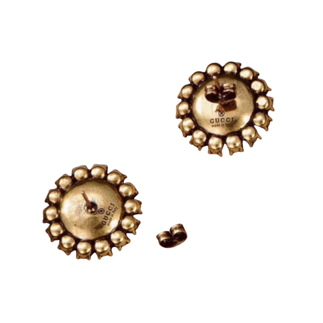 GGE035 GG Logo stud earring in metal and crystal - ccjewelryacc