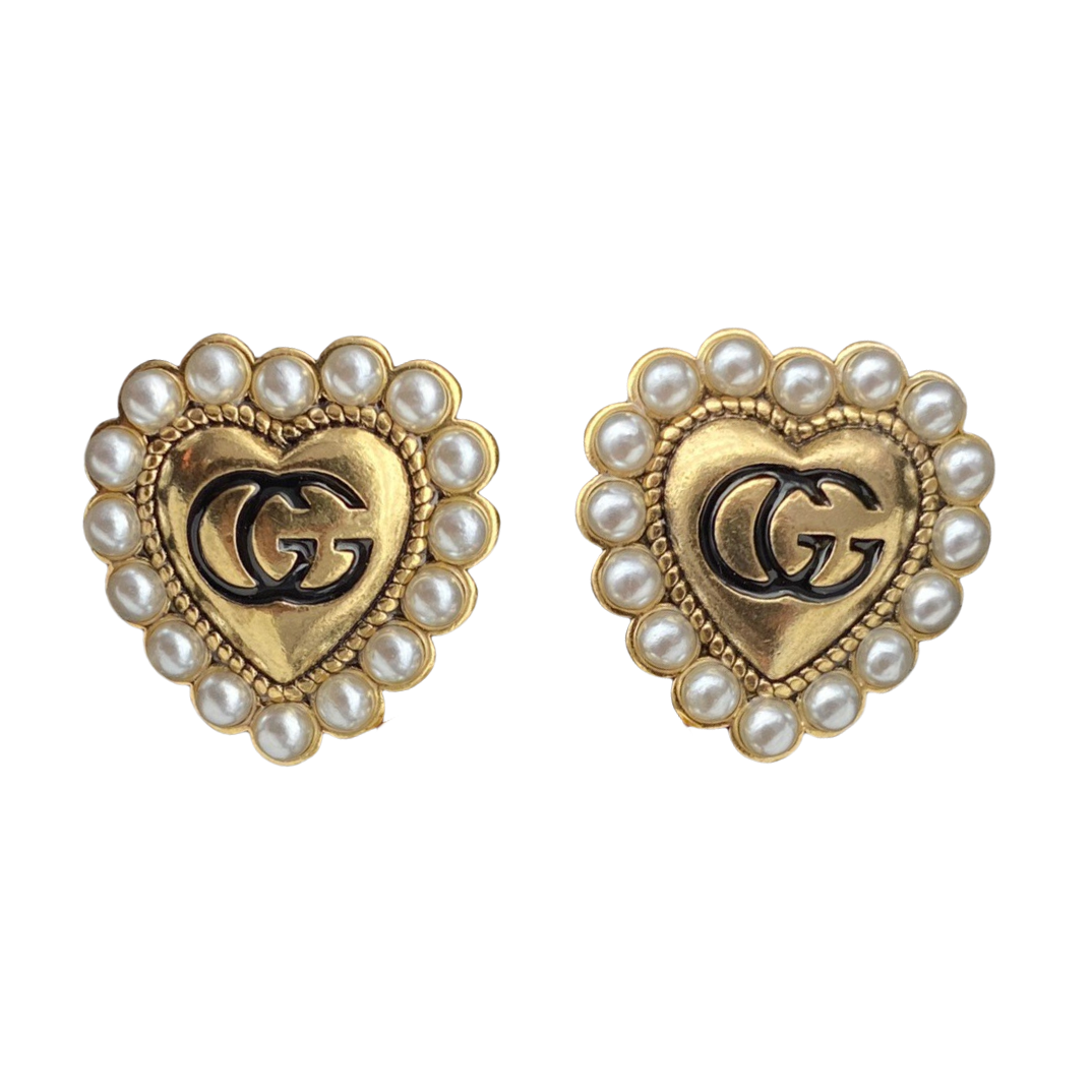 GGE079 GG heart stud earring in metal - ccjewelryacc