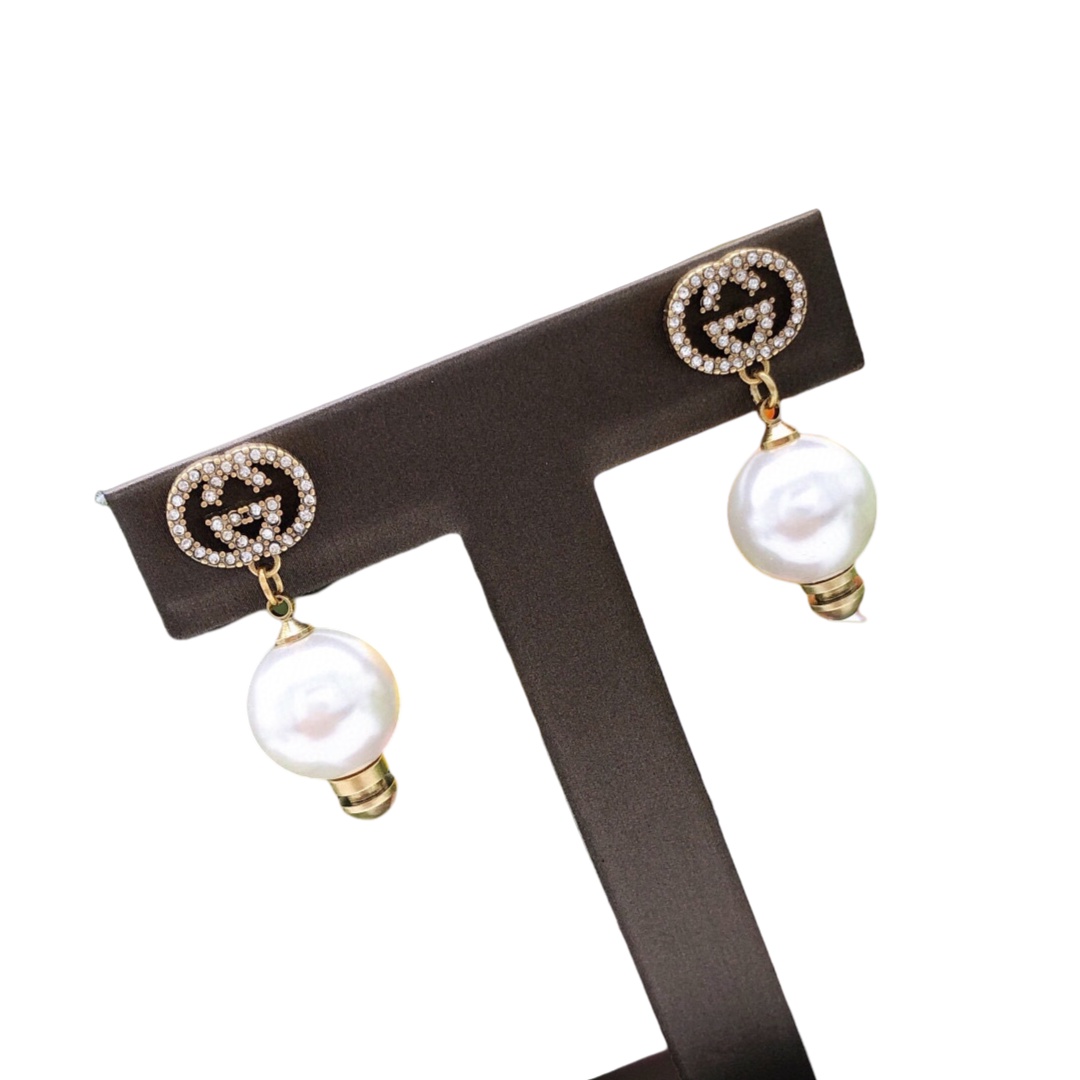 GGE038 GG Pearl drop earring - ccjewelryacc