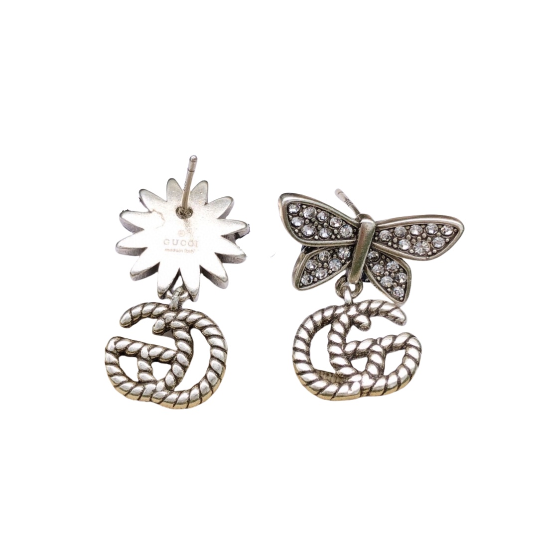 GGE036 GG Bow double G interlocking stud earrings - ccjewelryacc
