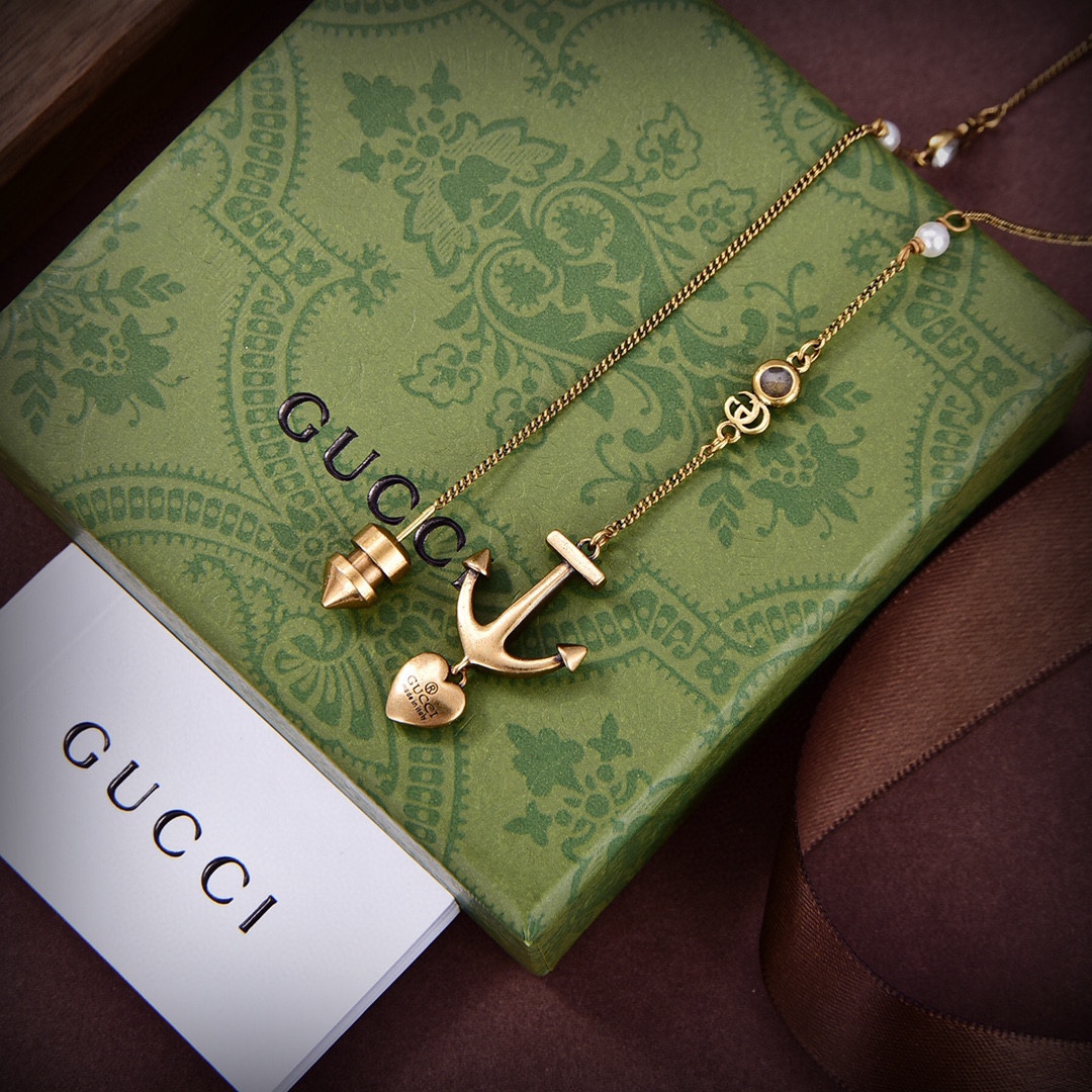 GGE010 GG Anchor pendant earrings - ccjewelryacc