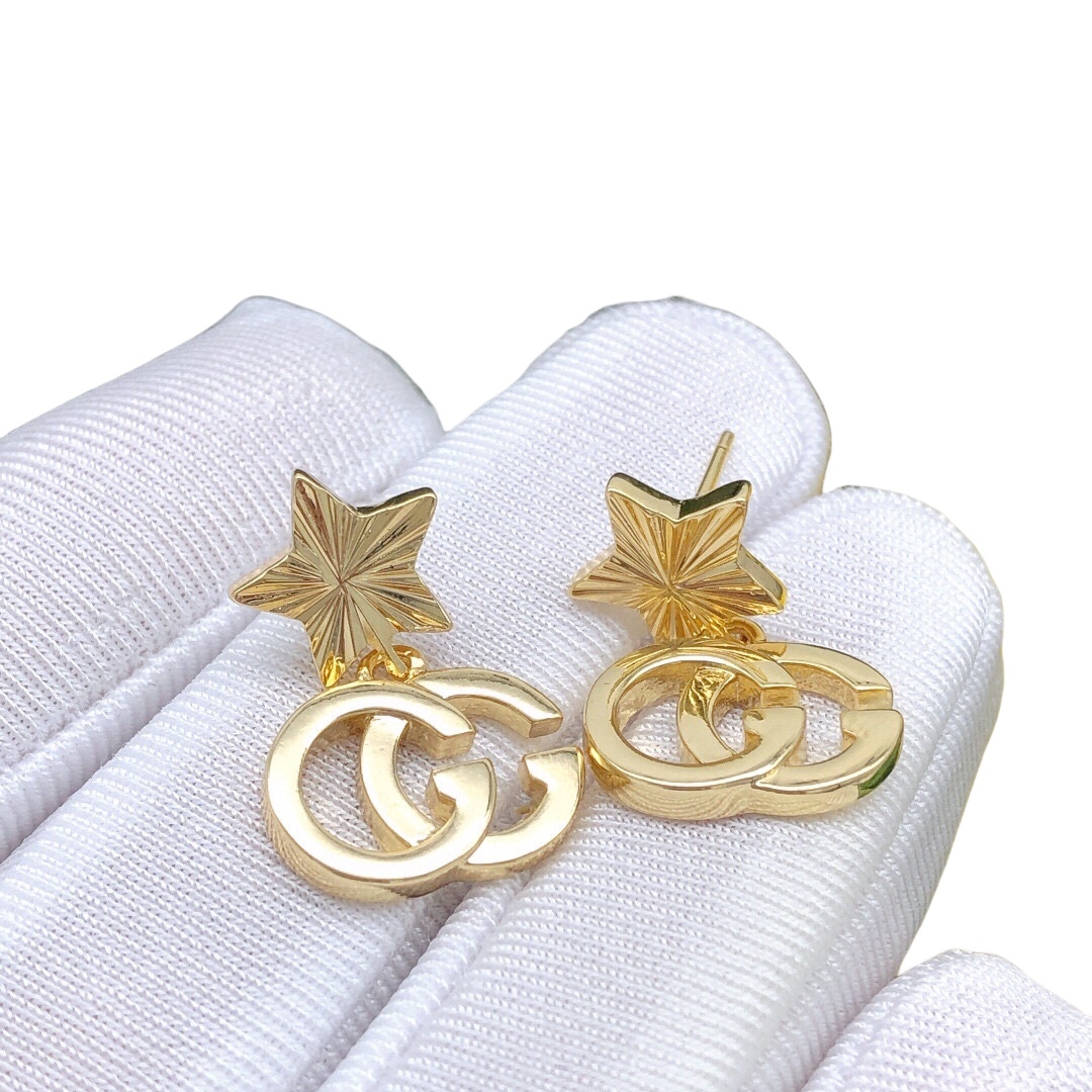 GGE088 Star GG logo drop earring in metal - ccjewelryacc