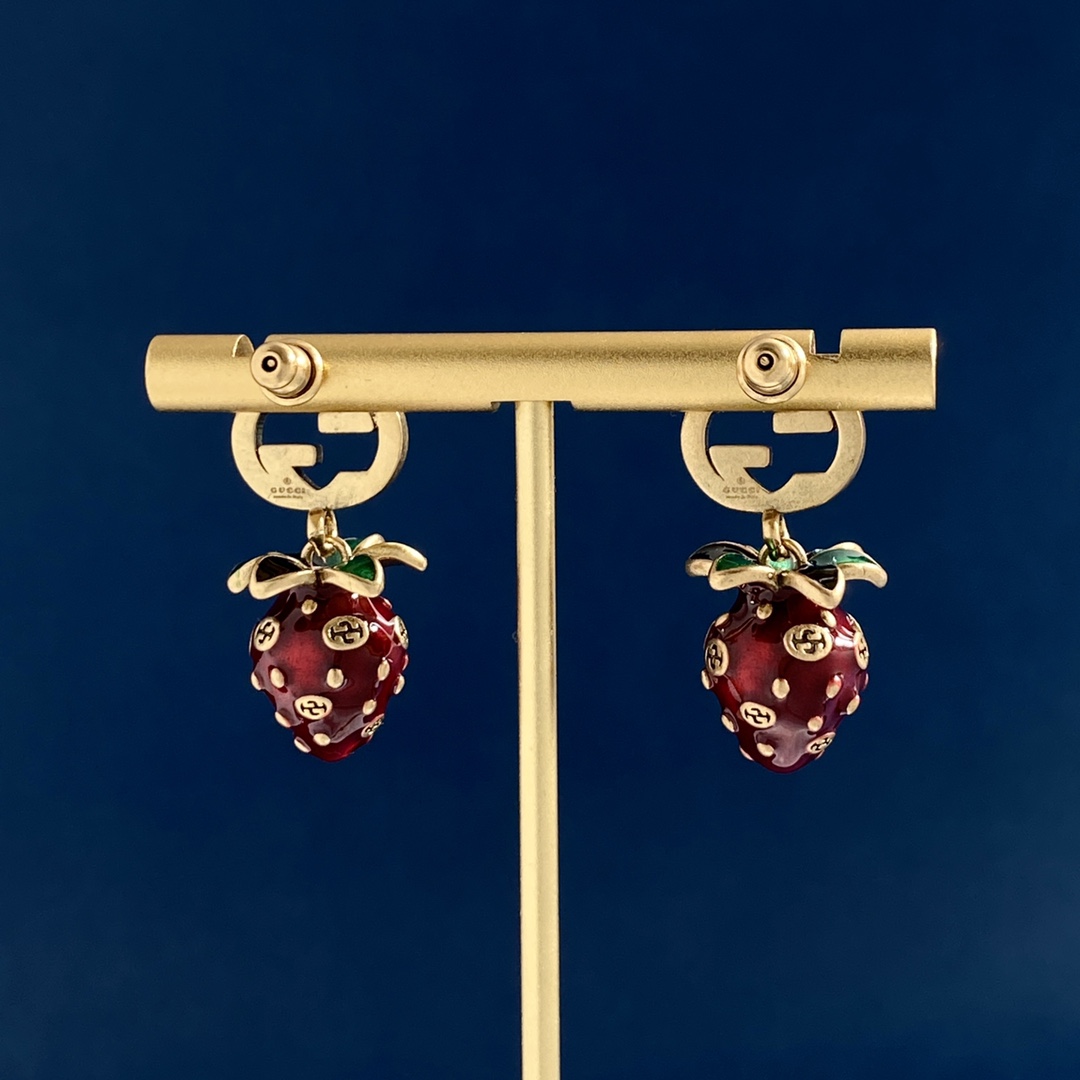 GGE023 GG strawberry drop earrings - ccjewelryacc