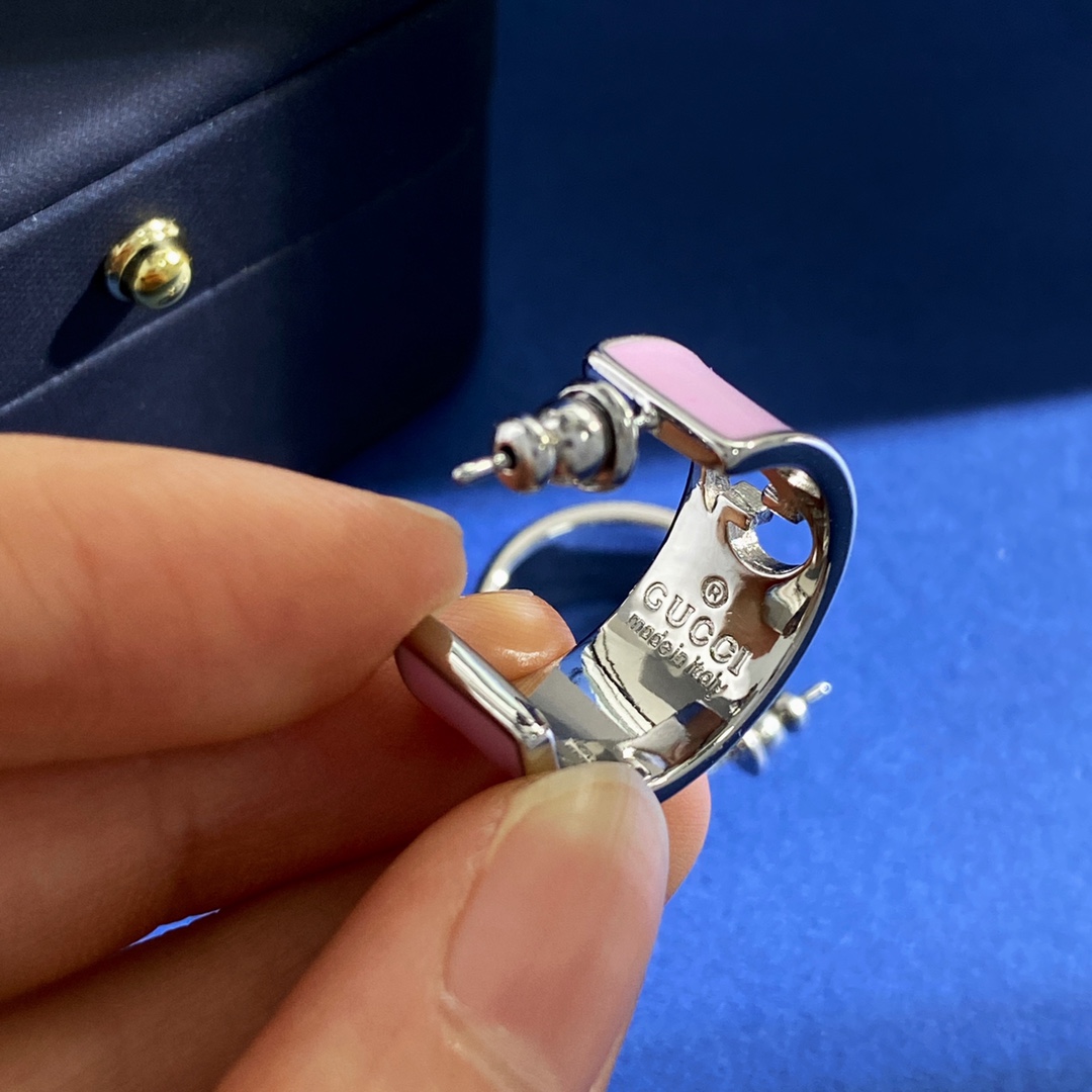 GGE029 GG Blondie enamel hoop earrings - ccjewelryacc