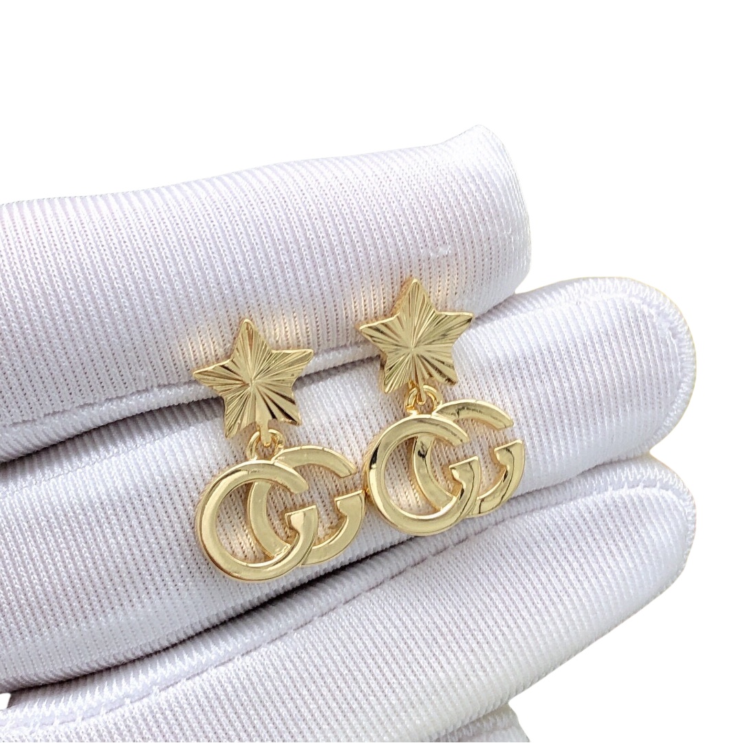 GGE088 Star GG logo drop earring in metal - ccjewelryacc