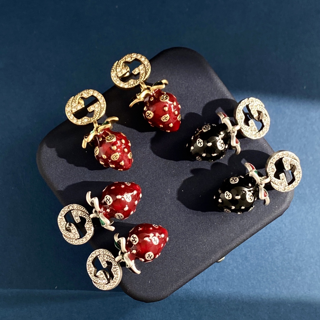GGE023 GG strawberry drop earrings - ccjewelryacc