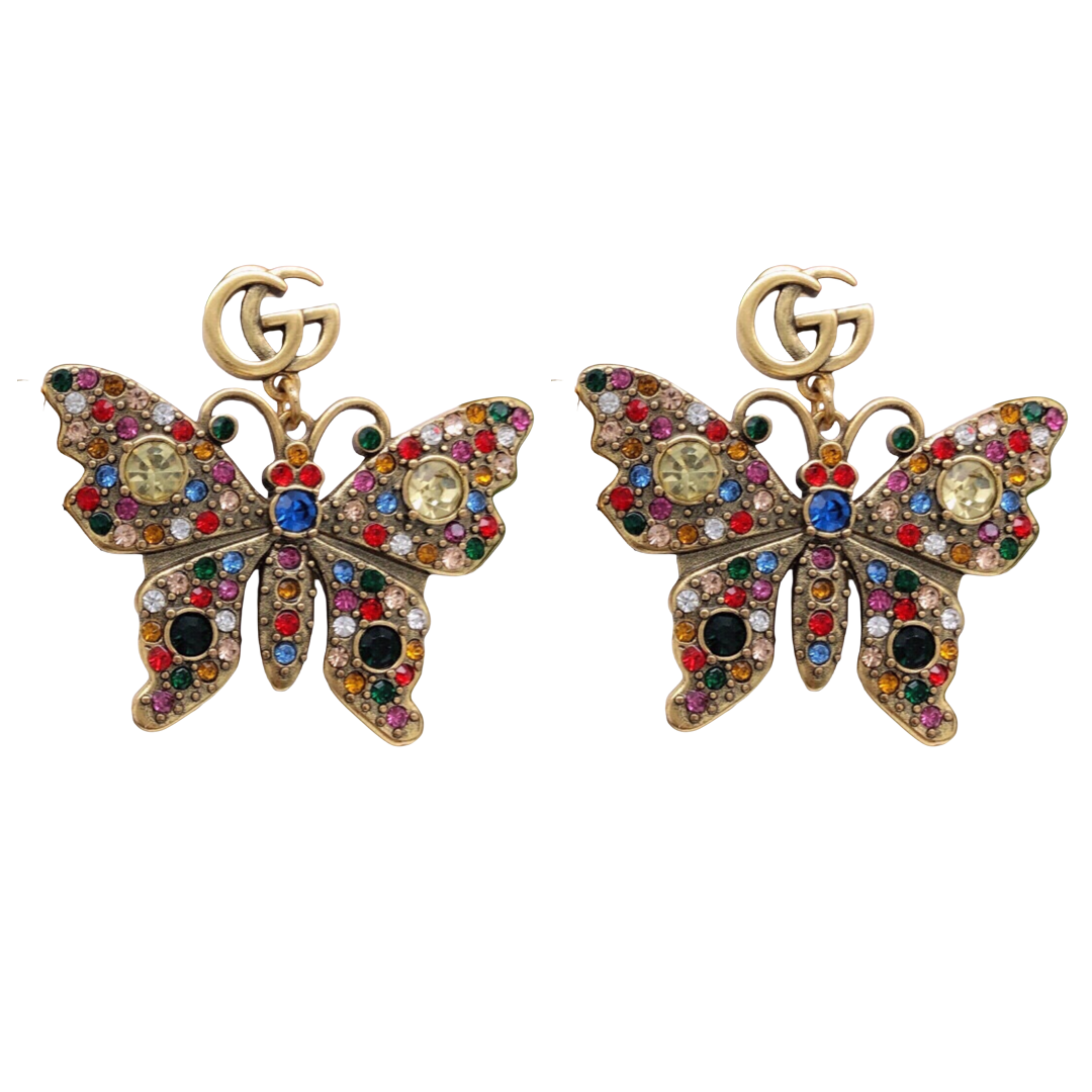 GGE044 GG Colorful butterfly Drop earring - ccjewelryacc