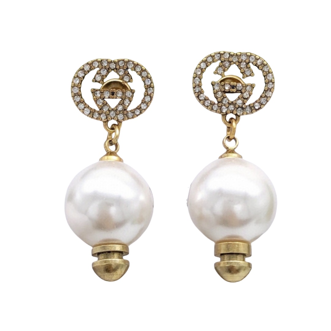 GGE038 GG Pearl drop earring - ccjewelryacc