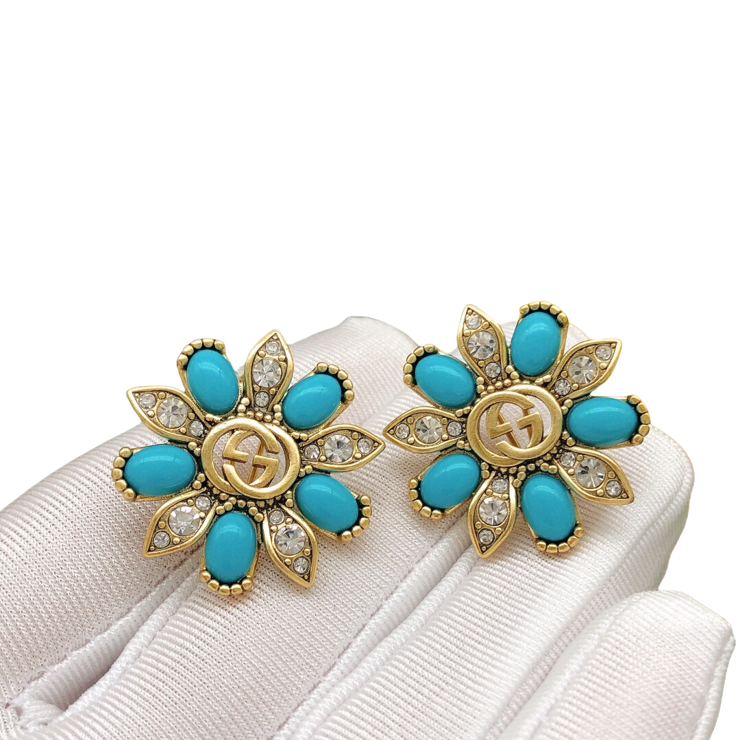 GGE037 GG Sunflower stud earring clip - ccjewelryacc