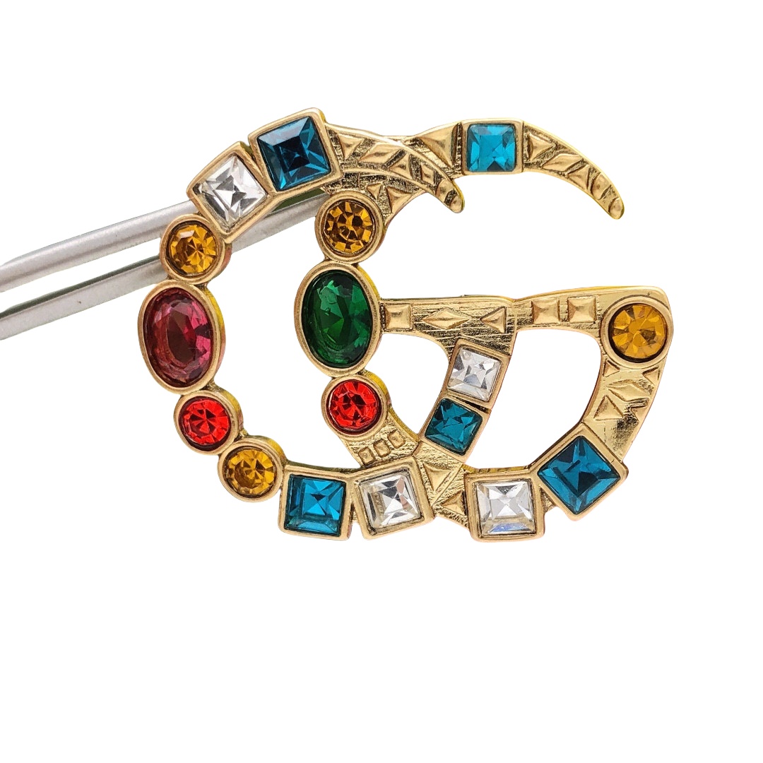 GGE012 Colorful diamond GG logo earring - ccjewelryacc