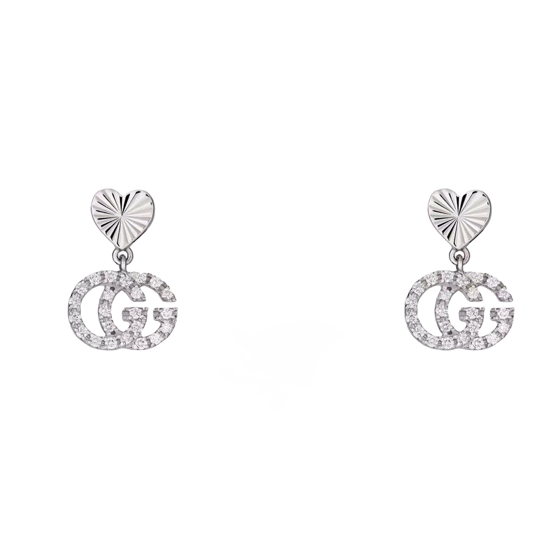 GGE025 Heart and GG logo drop earring - ccjewelryacc