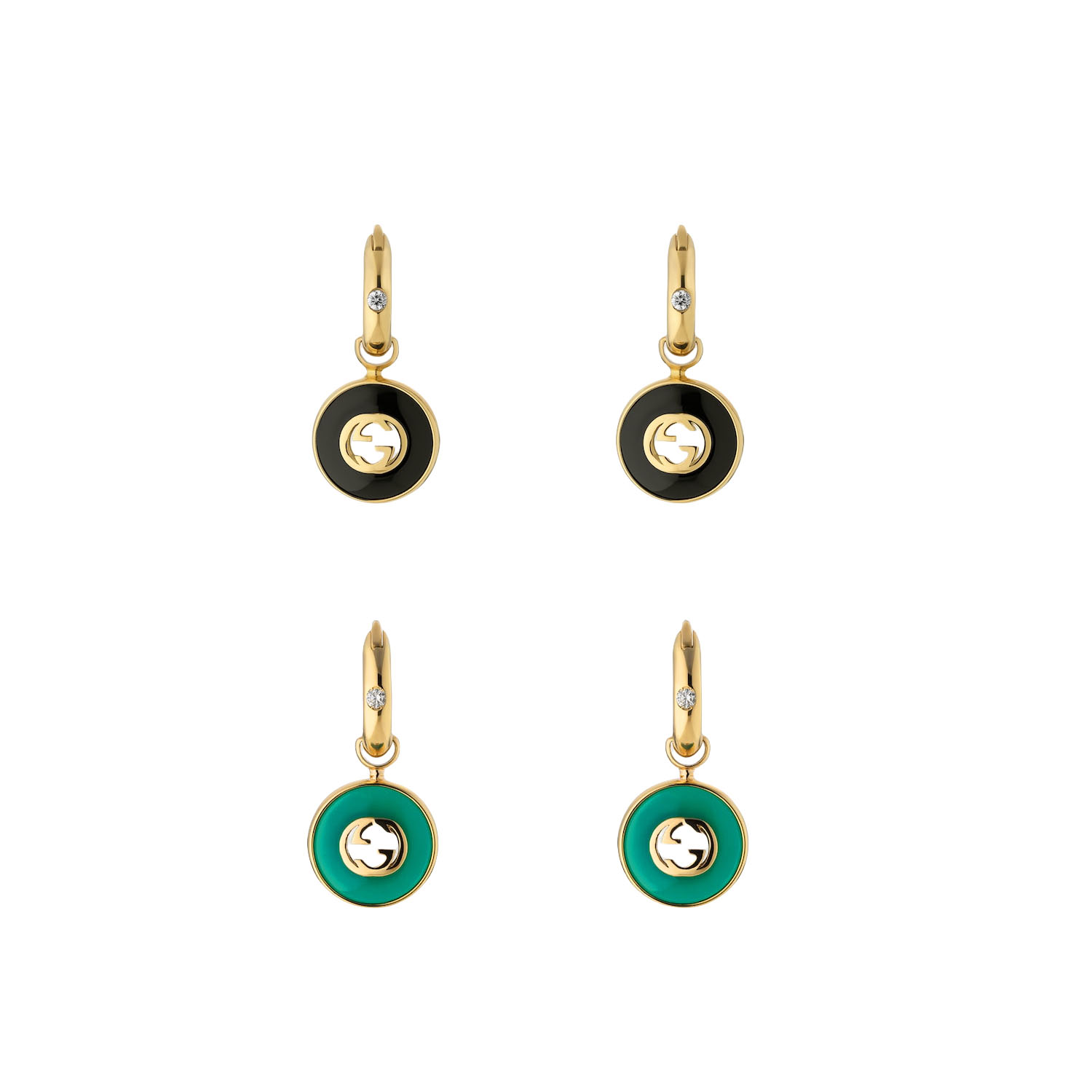 GGE139 Onyx gg logo drop earring - ccjewelryacc