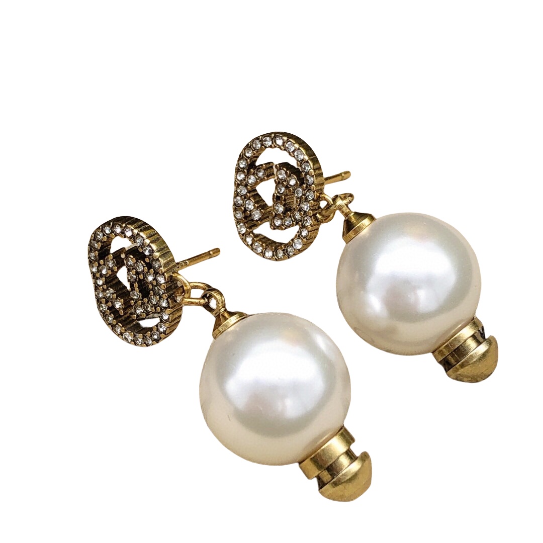 GGE038 GG Pearl drop earring - ccjewelryacc