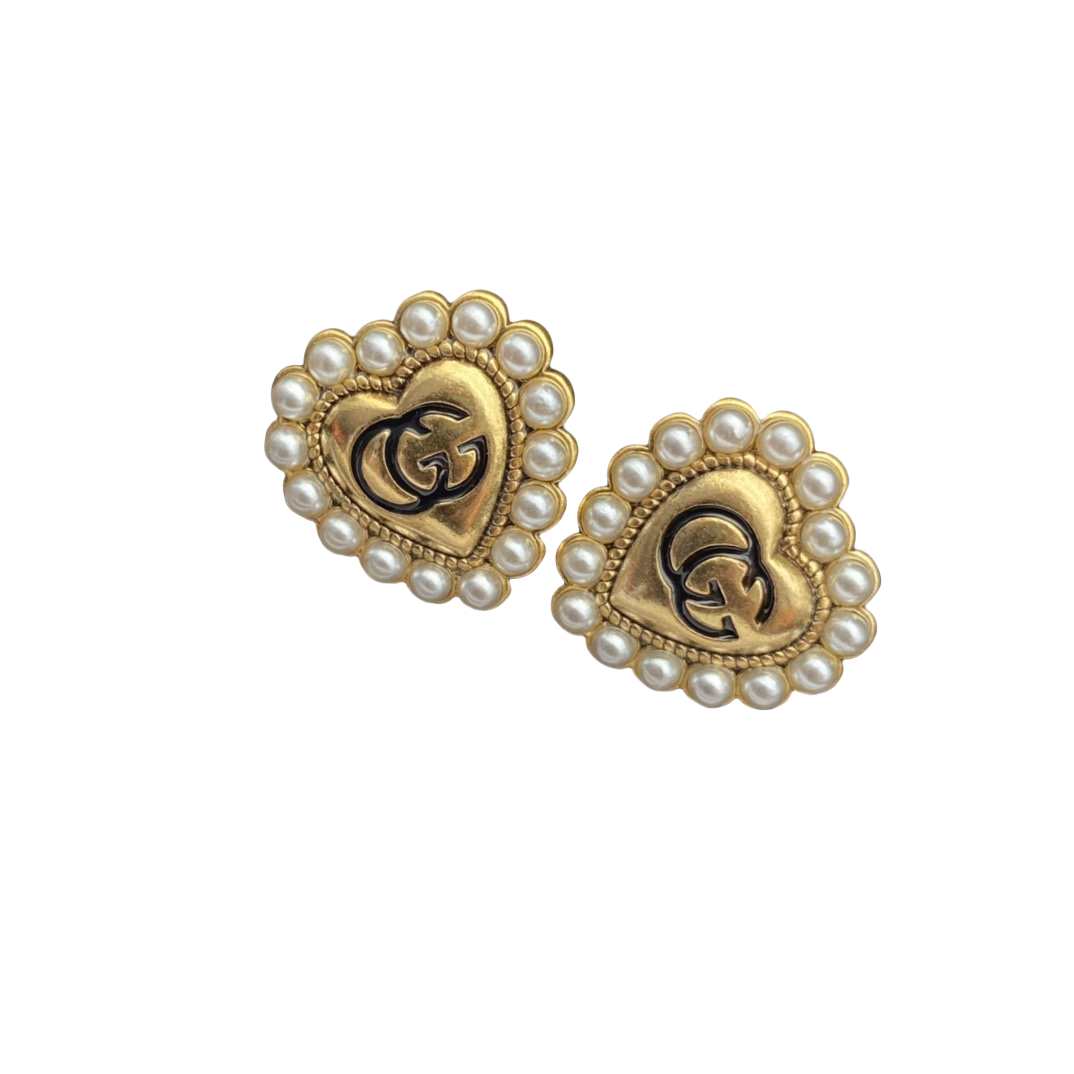 GGE079 GG heart stud earring in metal - ccjewelryacc
