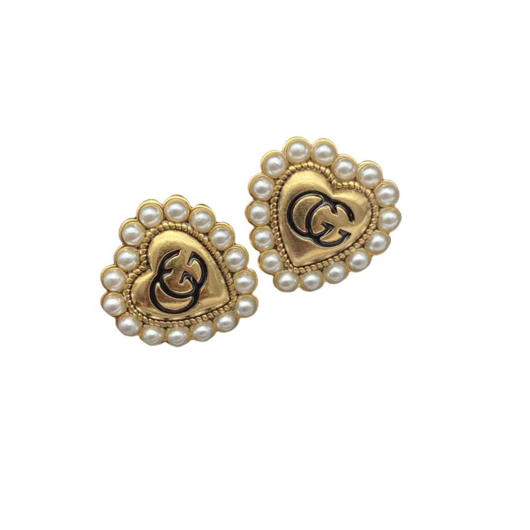 GGE079 GG heart stud earring in metal - ccjewelryacc