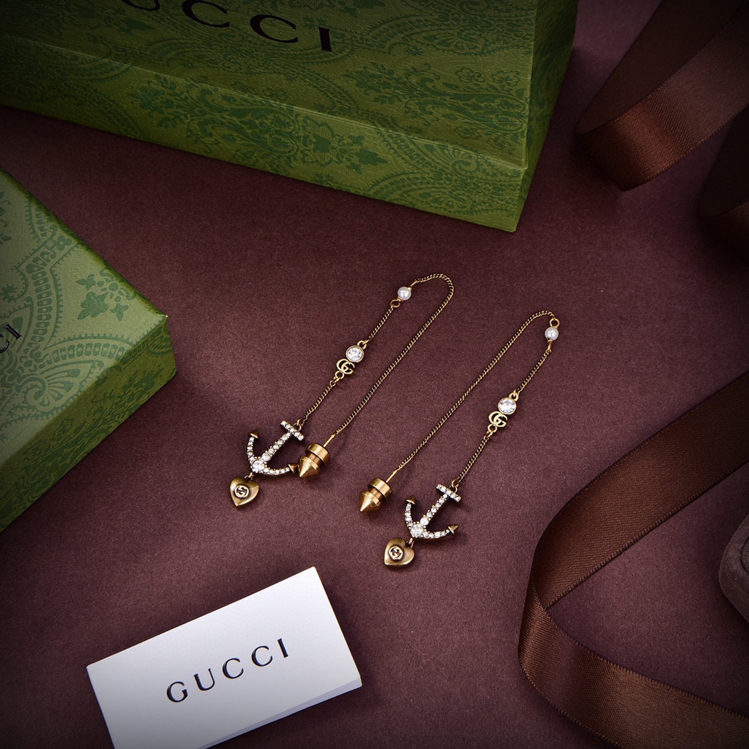 GGE010 GG Anchor pendant earrings - ccjewelryacc