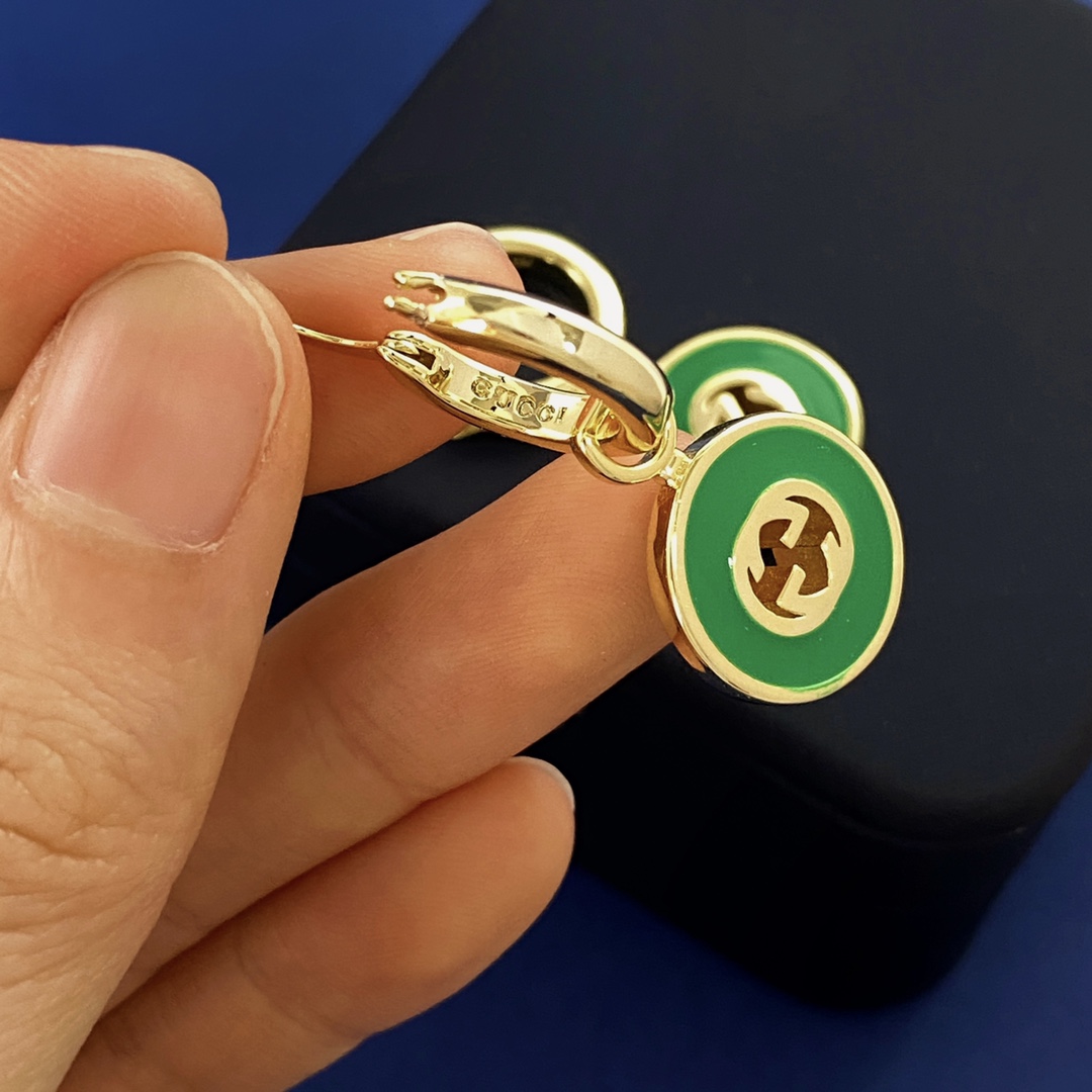 GGE139 Onyx gg logo drop earring - ccjewelryacc