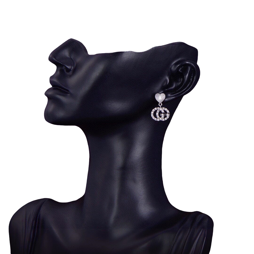 GGE025 Heart and GG logo drop earring - ccjewelryacc