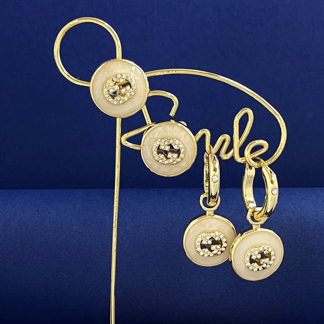 GGE017 GG Interlocking diamond earrings - ccjewelryacc