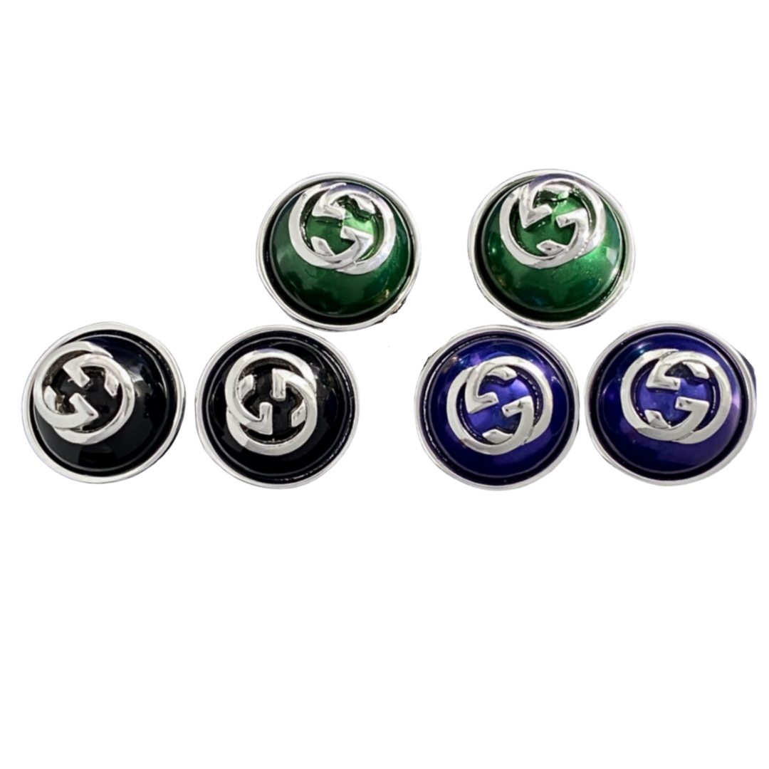 GGE140 Half Round bead GG logo stud Earrings - ccjewelryacc