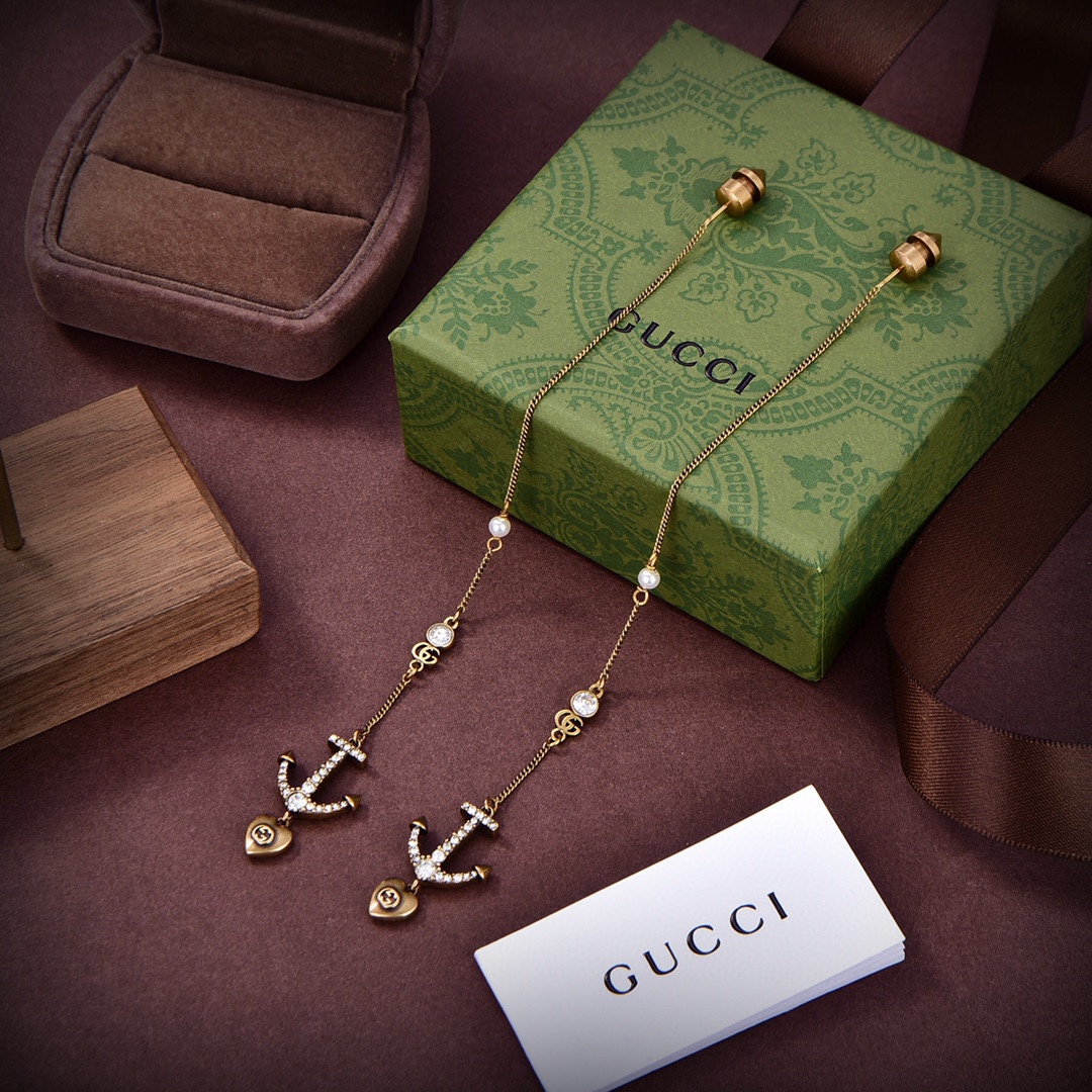 GGE010 GG Anchor pendant earrings - ccjewelryacc