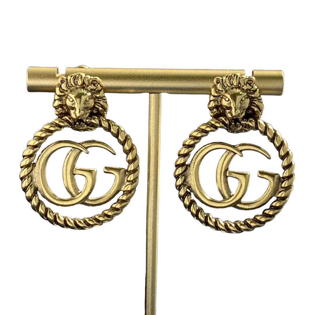 GGE064 GG lion head Drop earrings - ccjewelryacc