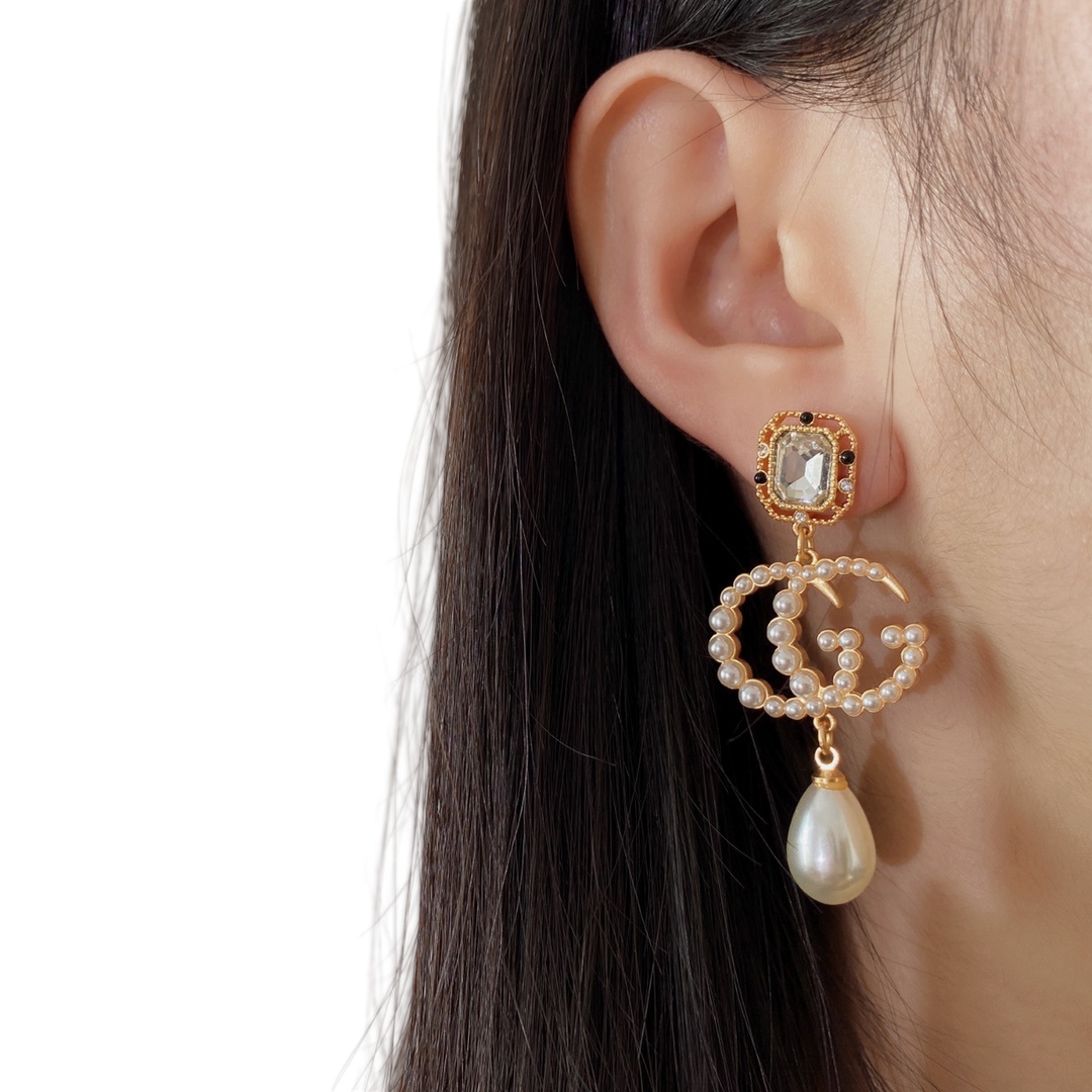 GGE074 GG Pearl drop earring - ccjewelryacc