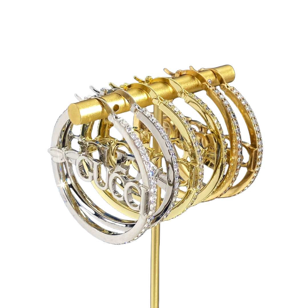 GGE055 GG Hoop earrings in metal and crystal - ccjewelryacc