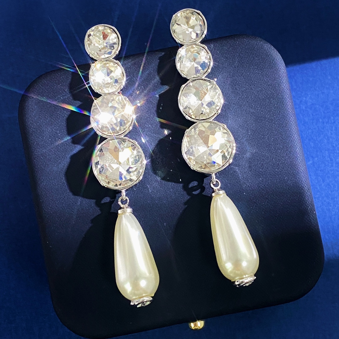 GGE056 GG Crystal and pearl drop earring - ccjewelryacc