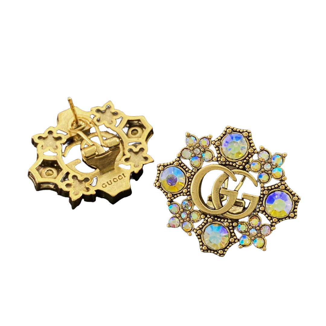 GGE059 GG color gem earring clip - ccjewelryacc