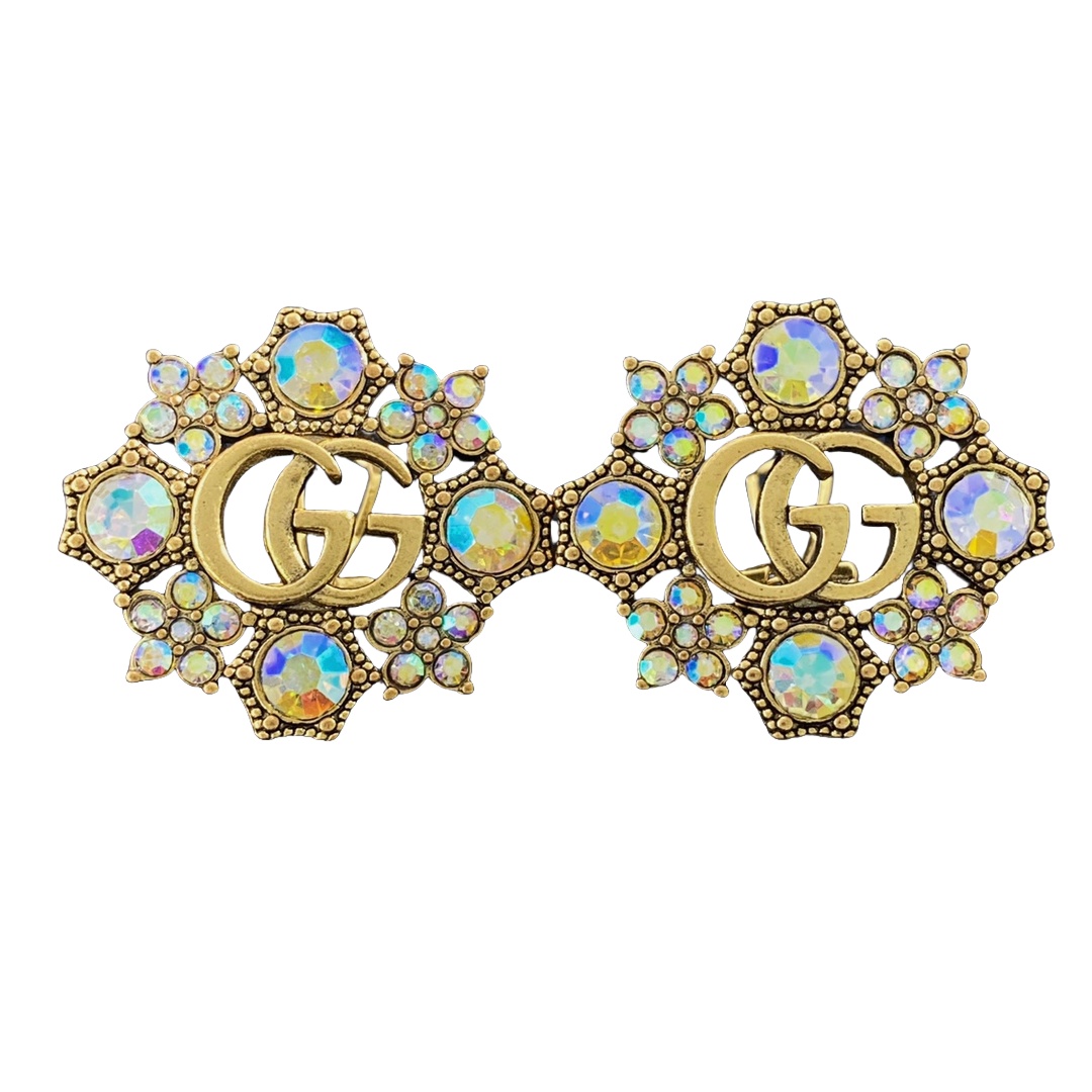 GGE059 GG color gem earring clip - ccjewelryacc