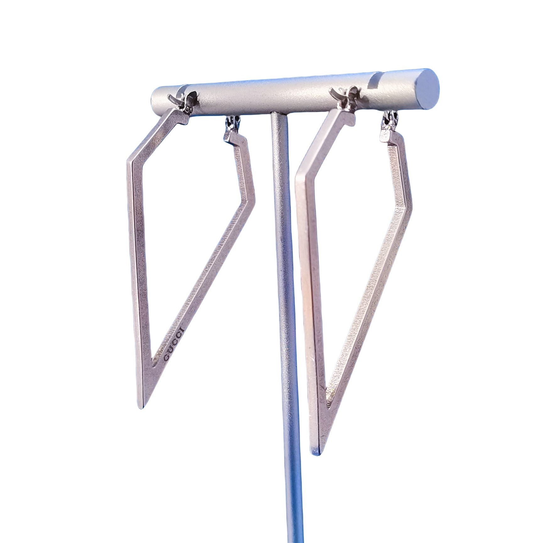 GGE071 GG geometry Hoop earring in Matte silver - ccjewelryacc