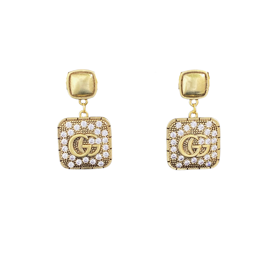 GGE082 Vintage crystal GG drop earring - ccjewelryacc